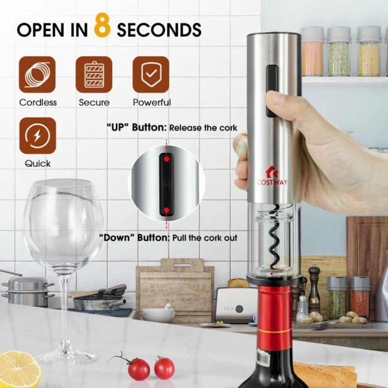 Costway  6-in-1 Electric Wine Bottle Opener Set with Foil Cutter