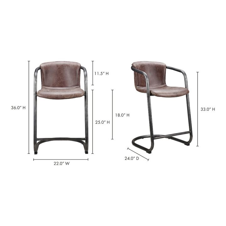 Belen Kox Rustic Brown Leather Counter Stool - Freeman Collection (Set of 2), Belen Kox