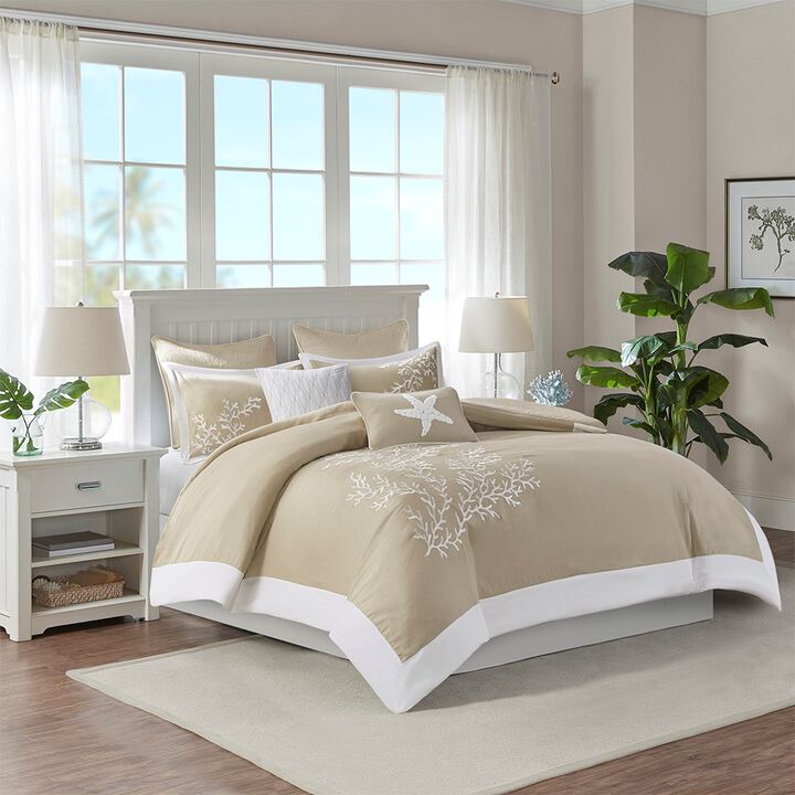Gracie Mills Douglass 5-Piece Cotton Coastal Coral Jacquard Duvet Set