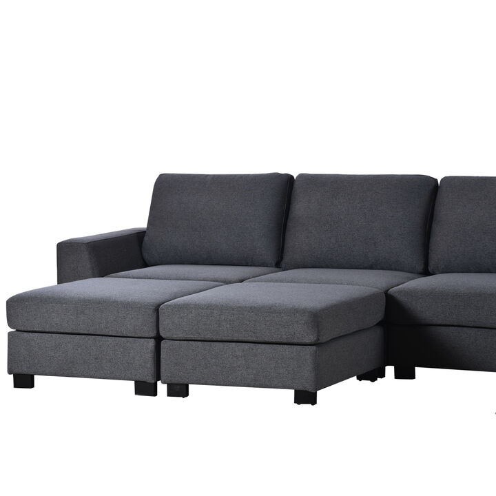 3 Pieces U Shaped Sofa With Removable Ottomans