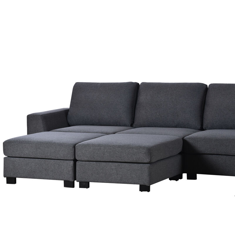 3 Pieces U Shaped Sofa With Removable Ottomans