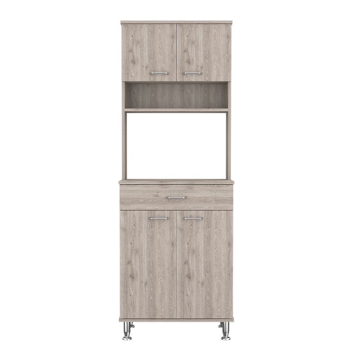 DEPOT E-SHOP Helis 60 Pantry Double Door Cabinet, One Drawer, Four Legs, Three Shelves