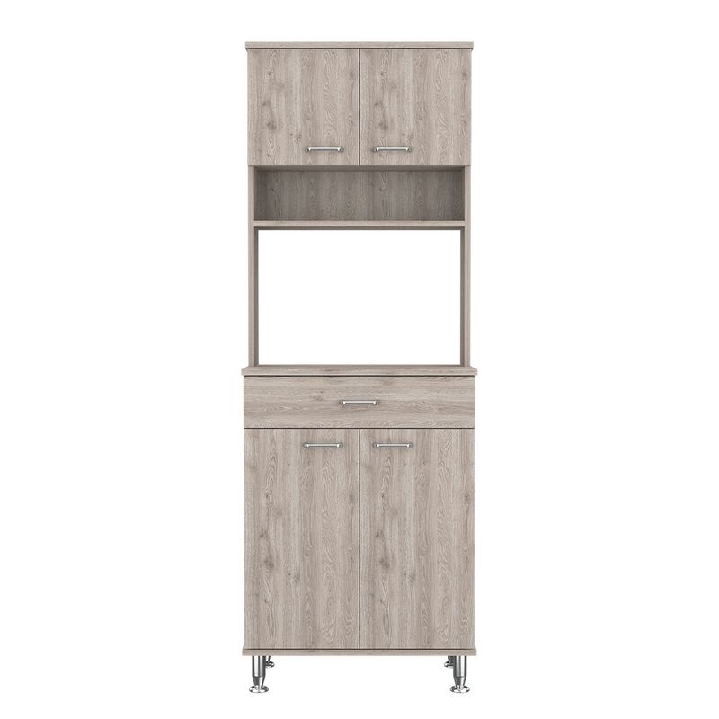 DEPOT E-SHOP Helis 60 Pantry Double Door Cabinet, One Drawer, Four Legs, Three Shelves