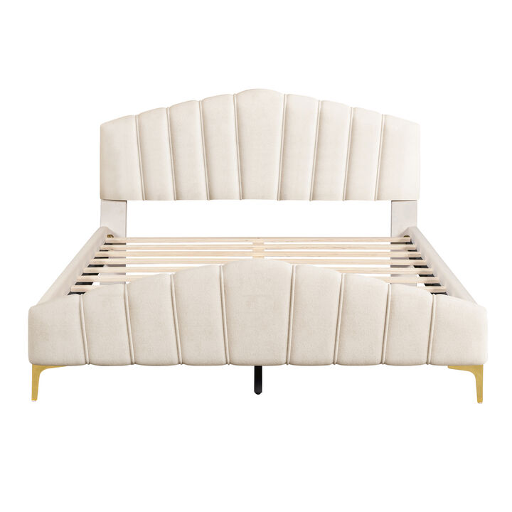 Merax Velvet Platform Bed with Metal Leg