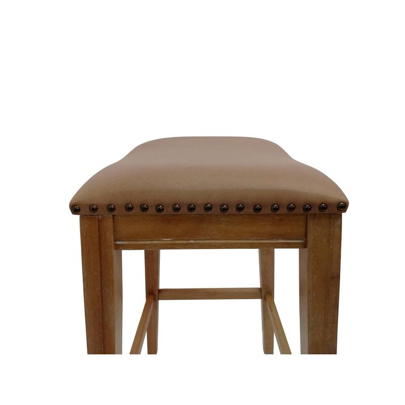 Carolina Living Sawyer 30 Saddle Barstool - Set of 2 - Natural Oak - Saddle Brown Upholstery