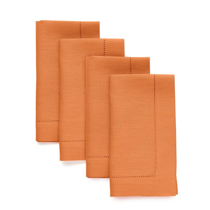 Solino Home 100% Pure Linen Dinner Napkins 20 x 20 Inch Set of 4 | Classic Hemstitch