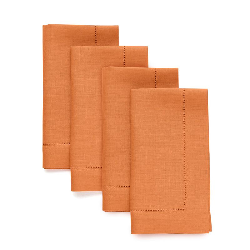Solino Home 100% Pure Linen Dinner Napkins 20 x 20 Inch Set of 4 | Classic Hemstitch