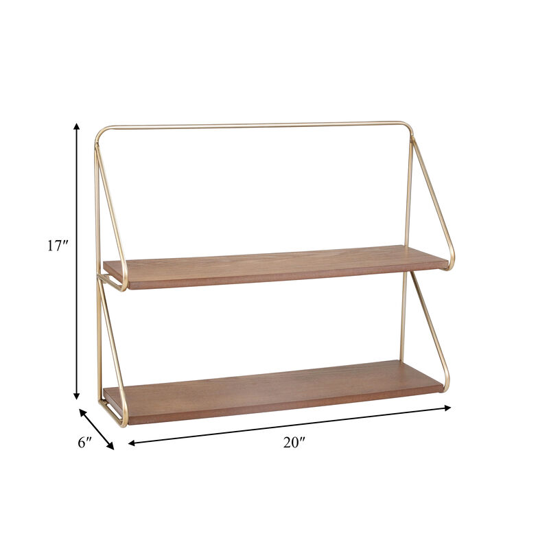 20" 2 Tier Wall Shelf, Gold