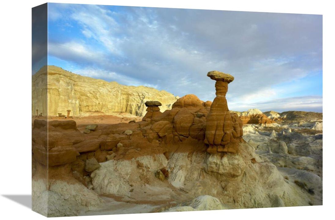 Toadstool Caprocks, Grand Staircase, Escalante National Monument, Utah-Canvas Art-16x12