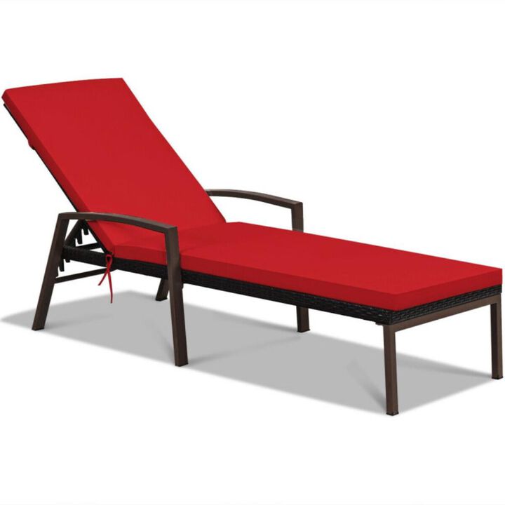Hivvago Outdoor Adjustable Reclining Patio Rattan Lounge Chair with Adjustable Backrest