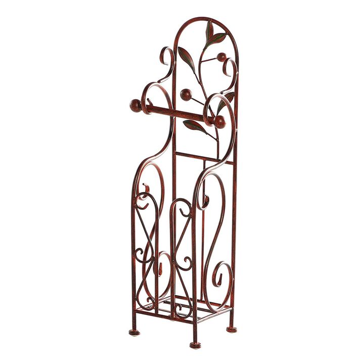 Benzara Classic Free standing Metal Toilet Paper Holder, Bronze-Benzara
