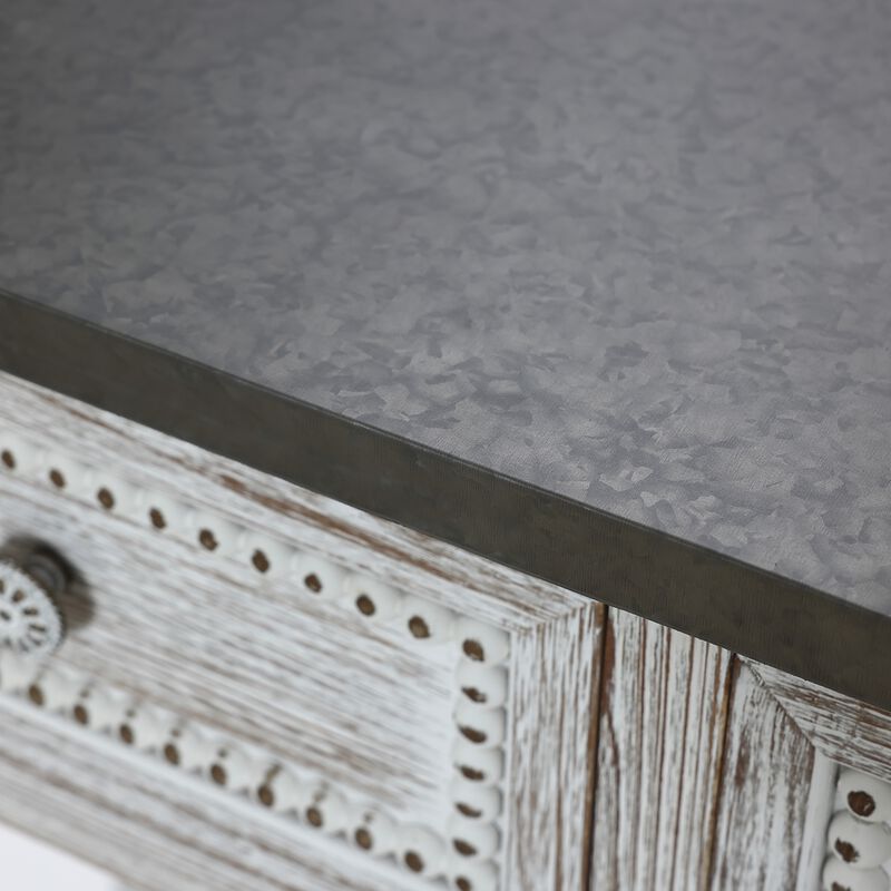 LuxenHome Distressed White Wood and Metal 3-Drawer 1-Shelf Console and Entry Table
