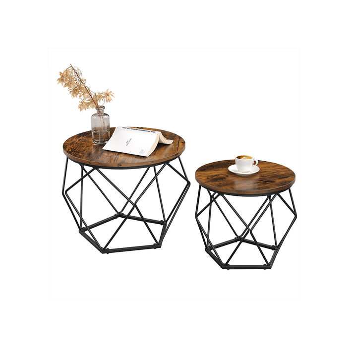 Modern Coffee & End Tables Set of 2 Steel Frame, Ideal for Living Room, Bedroom, Office