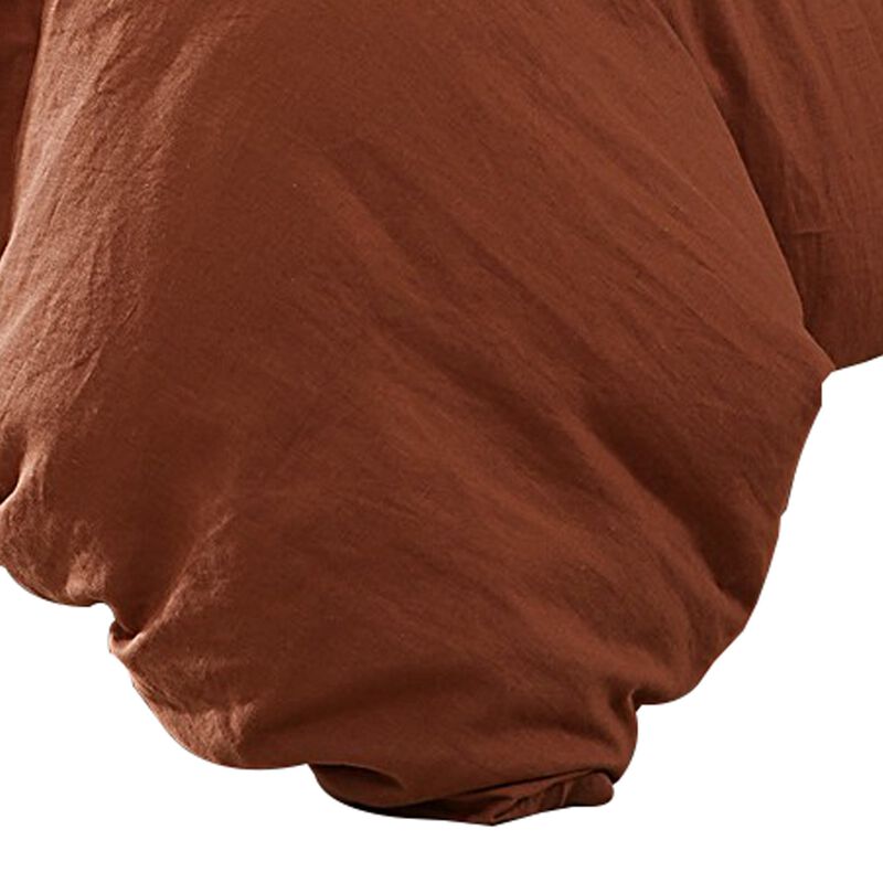 Edge 4 Piece King Size Duvet Comforter Set, Washed Linen, Rust Orange - Benzara