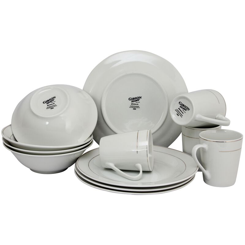 Gibson Home Tuxedo Deluxe 12-Piece Dinnerware Set
