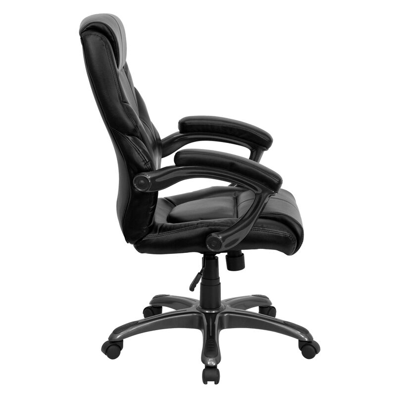 Greer High Back Black LeatherSoft Executive Swivel Ergonomic Office Chair with Arms