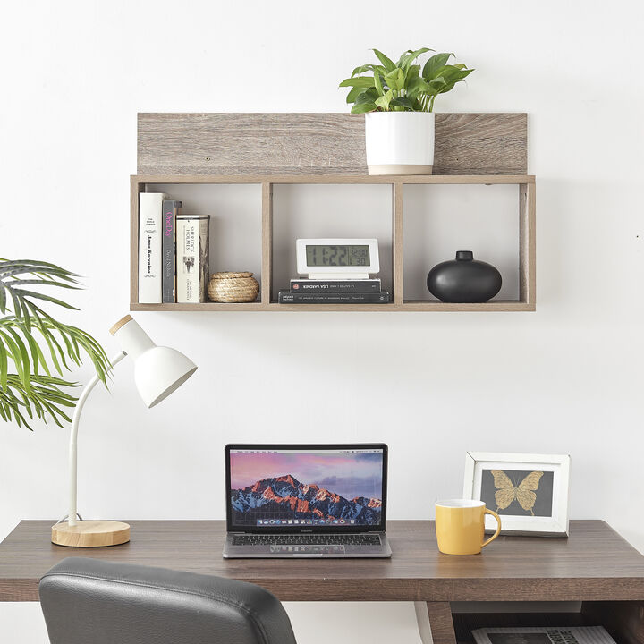 Triple Cubed Floating Shelf with Ledge