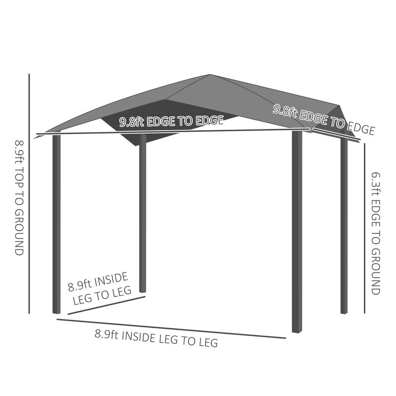 Grey Geometric Canopy: 10'x10' Soft Top Patio Gazebo with Unique Design