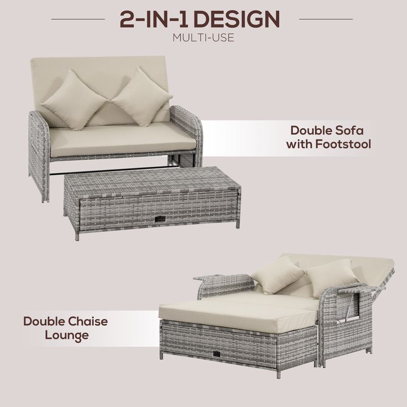 Woven Outdoor Lounge: 2-Seater Rattan Sofa with Storage