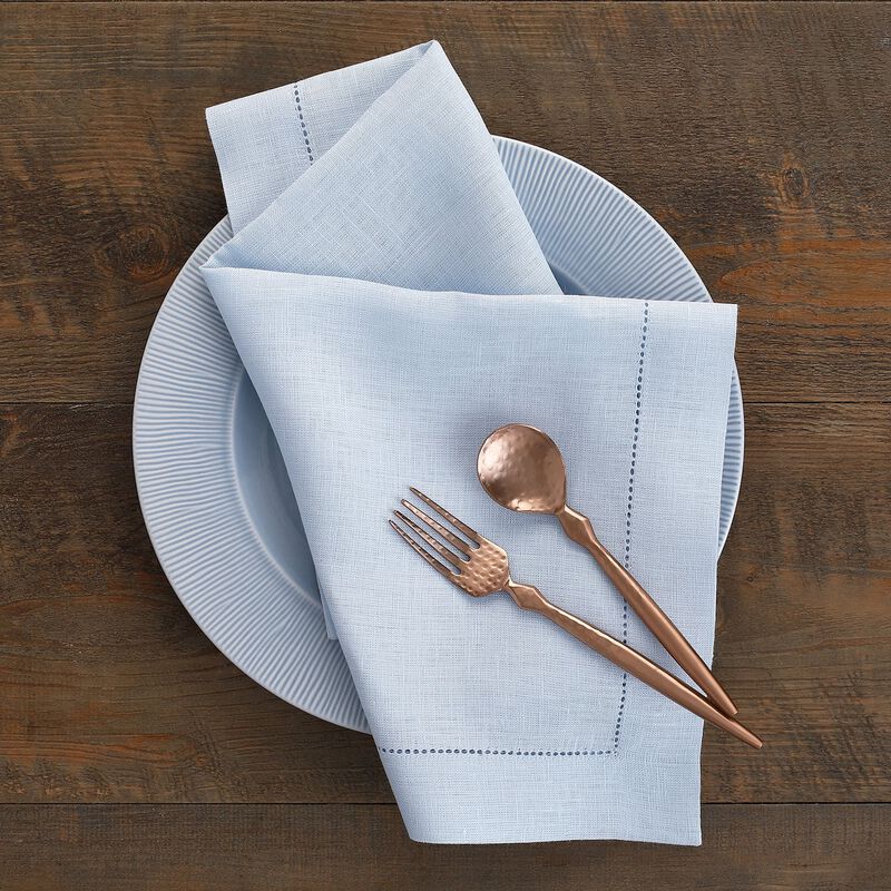Solino Home 100% Pure Linen Dinner Napkins 20 x 20 Inch Set of 4 | Classic Hemstitch