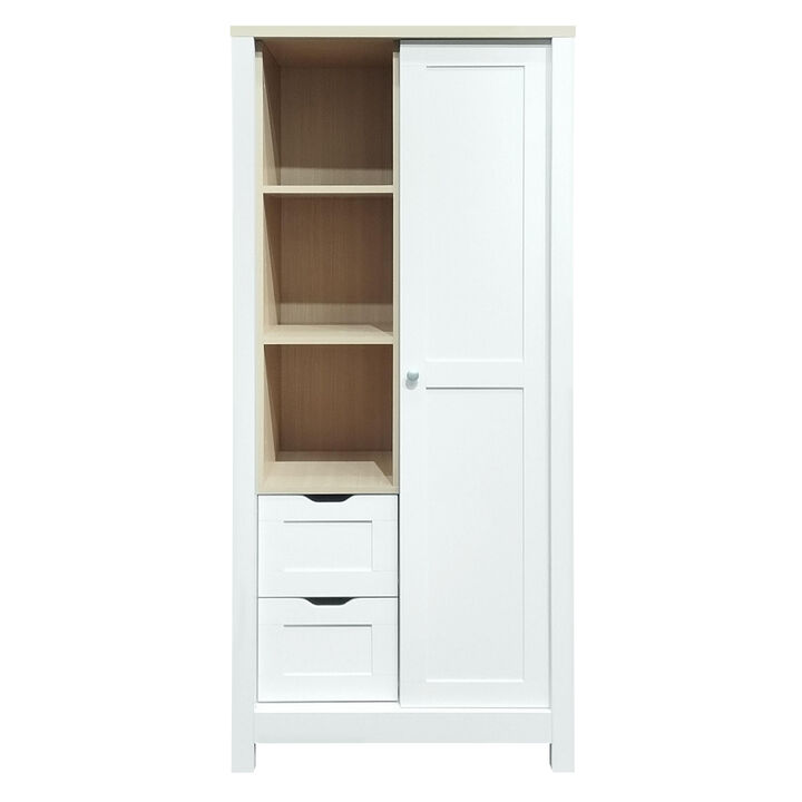 Merax Bedroom Wardrobe with Hanging Rods and 2 Drawers