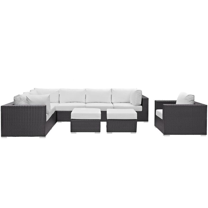 Convene 9 Piece Outdoor Patio Sectional Set - Espresso White