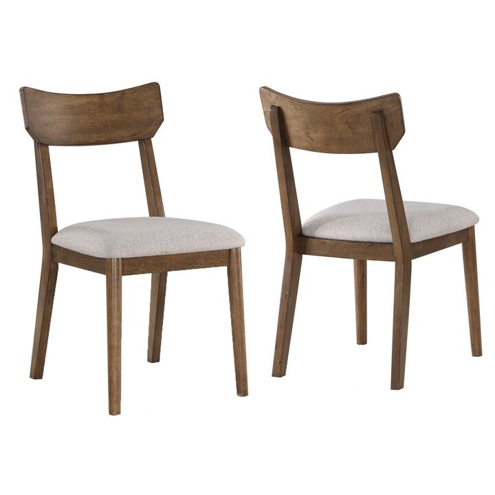 Summit 18 Inch Side Chair Set of 4, Wood Frame, Upholstery, Brown, Gray - Benzara