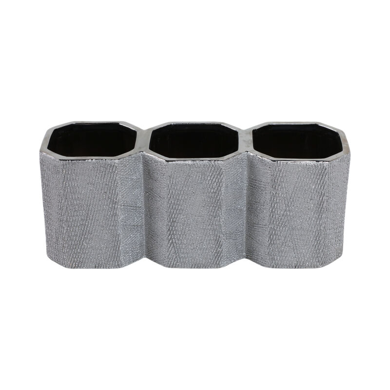 Ceramic 4" 3-cup Pencil Holder