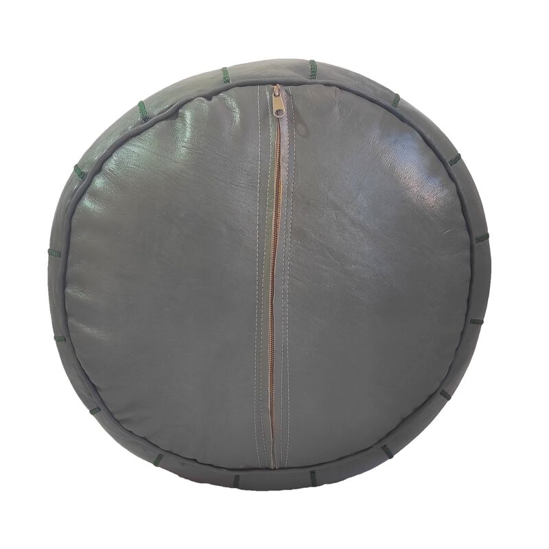 Handmade Moroccan Ottoman, Genuine Leather Pouf