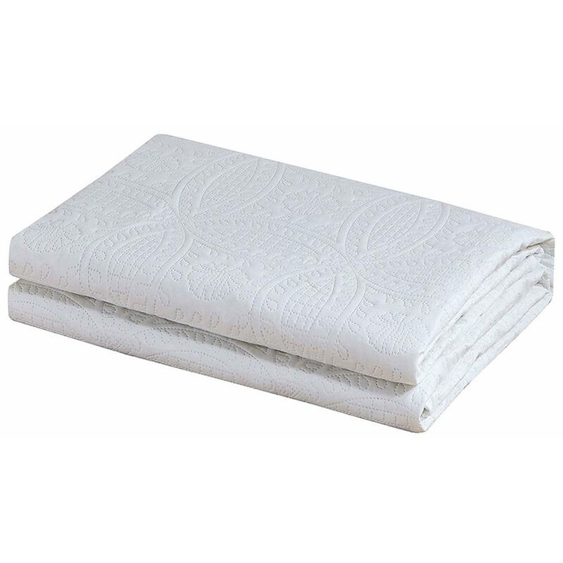 Bedspread Coverlet 3 Pcs Set Oversized Full Size White Color