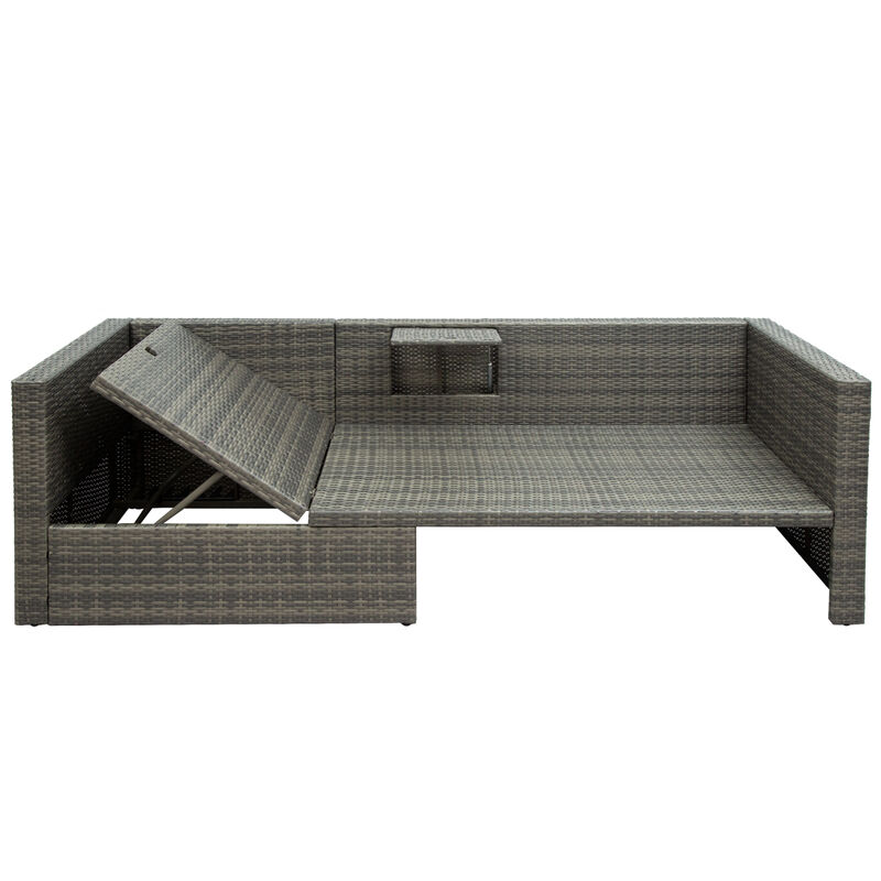 Patio Furniture Sets, 5-Piece Patio Wicker Sofa With Adjustable Backrest, Cushions, Ottomans