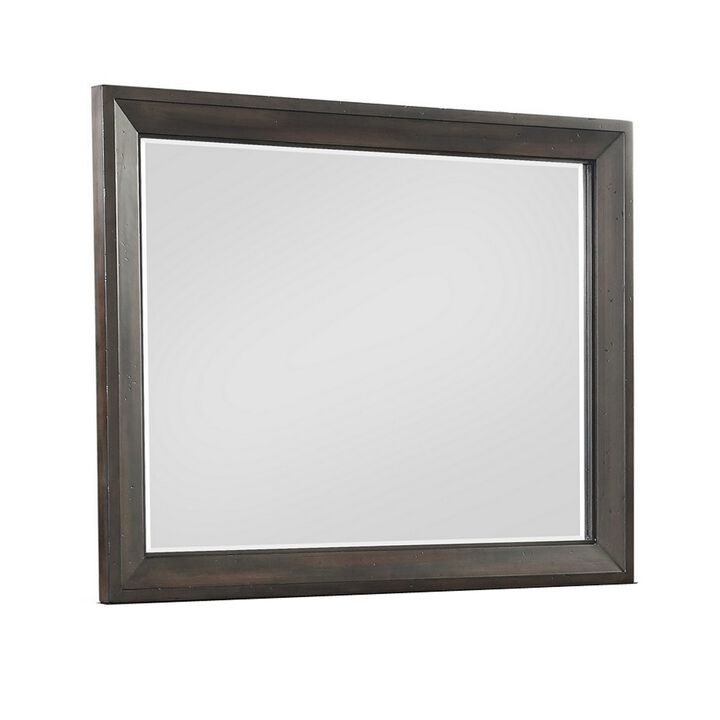 Laji 39 x 50 Dresser Mirror, Modern Style, Rich Walnut Brown Wood  - Benzara