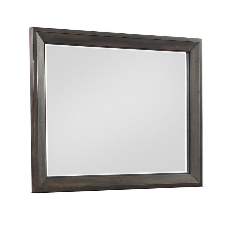 Laji 39 x 50 Dresser Mirror, Modern Style, Rich Walnut Brown Wood  - Benzara