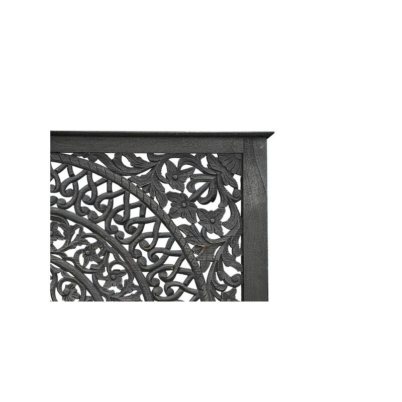 Taran Designs Auden Floral Carved Solid Wood Queen Panel Bed
