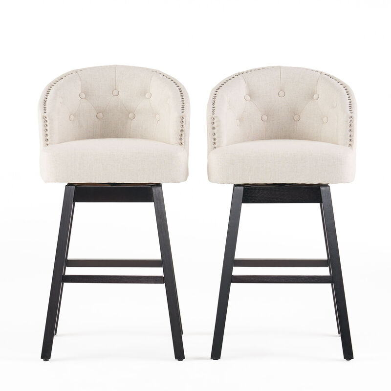 Christopher Knight Home Ogden Swivel Bar Stools with Button Tufting and Nailhead Accents (Set of 2)
