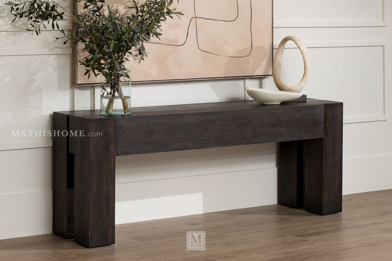 Abaso Console Table in Ebony Rustic Wormwood Oak