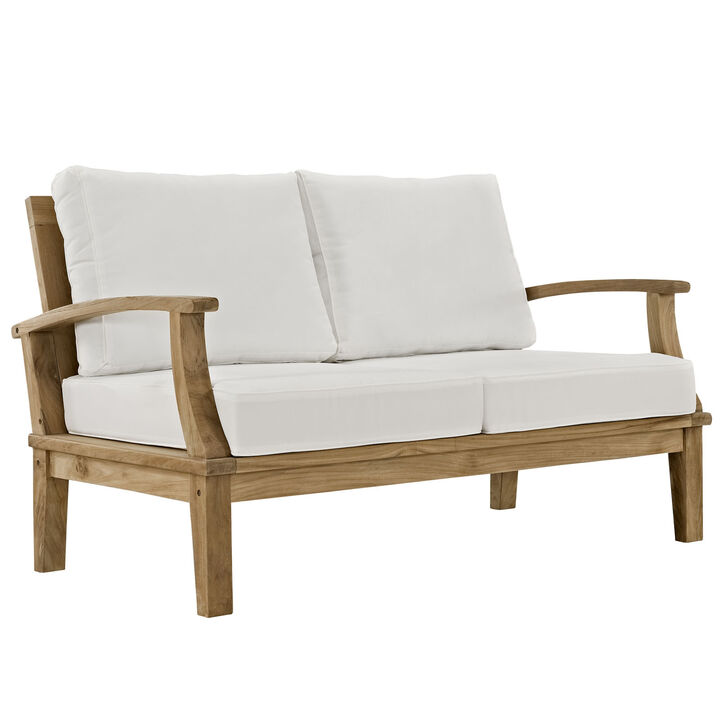 Modway - Marina Outdoor Patio Teak Loveseat Natural White