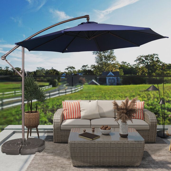 Mondawe 11ft Offset Patio Umbrella with Easy Tilt and Crank 360° Rotate Patio Offset Hanging Outdoor Market Umbrella Cantilever Umbrella