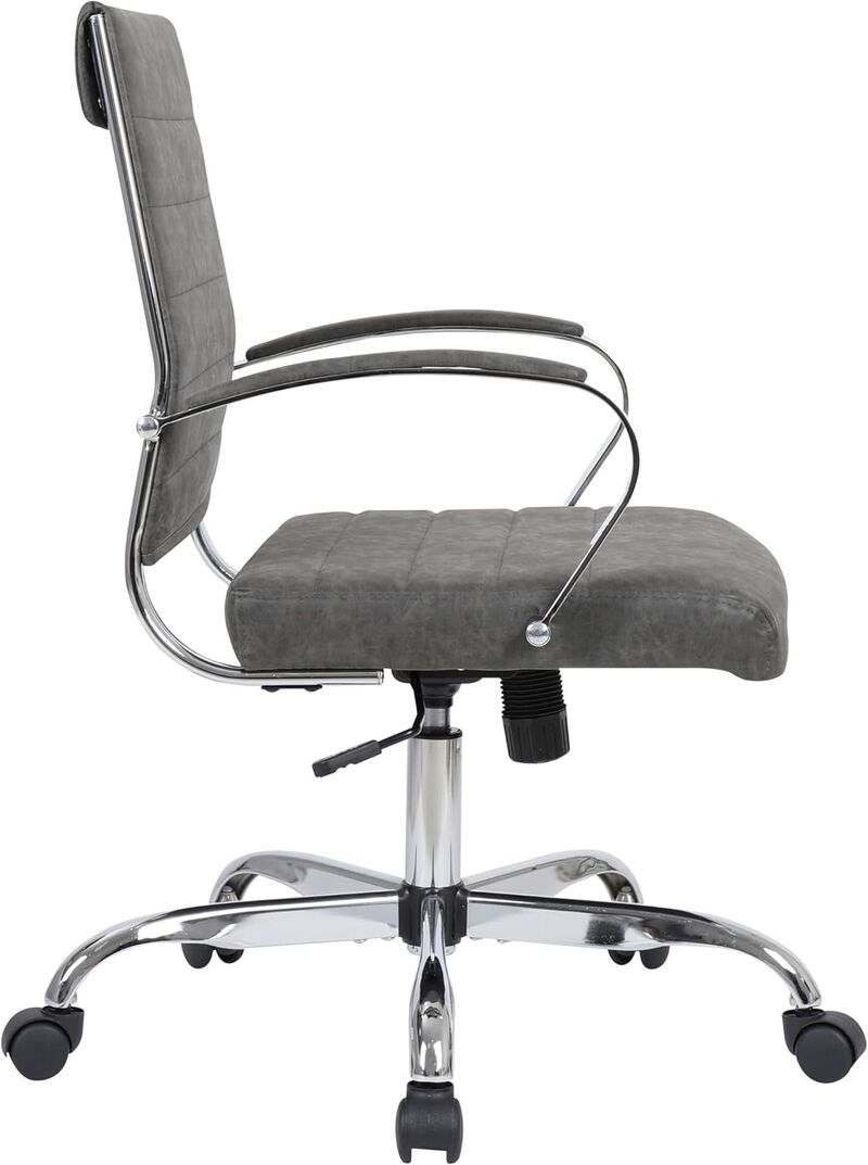 LeisureMod Benmar Modern Mid-Back Adjustable Swivel Leather Office Chair