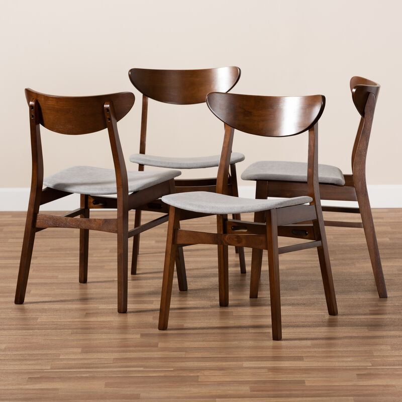 Baxton Studio Parlin  Transitional Grey Fabric Upholstered Wood 4 Piece Dining Chair Set