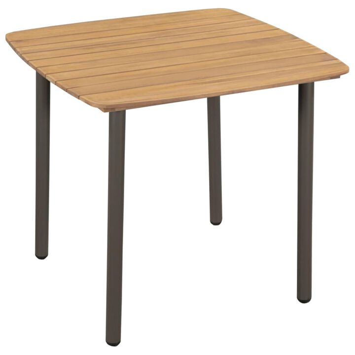 vidaXL Garden Table 31.5"x31.5"x28.3" Solid Acacia Wood and Steel