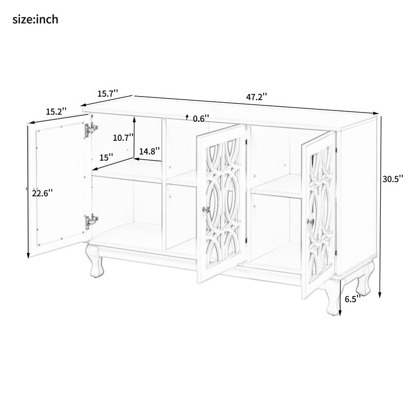 Merax Modern Mirrored TV Stand Storage Cabinet