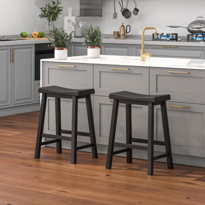 Hivvago Set of 2 24 Inch Counter Height Stools with Solid Wood Legs