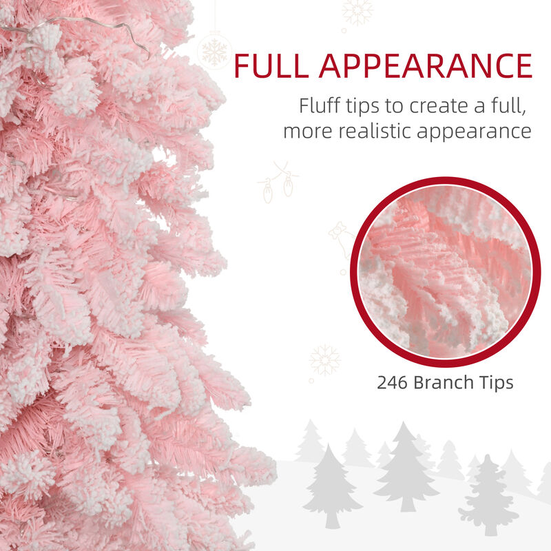 6ft Pencil Prelit Artificial Christmas Tree with Snow Flocked Branches Lights