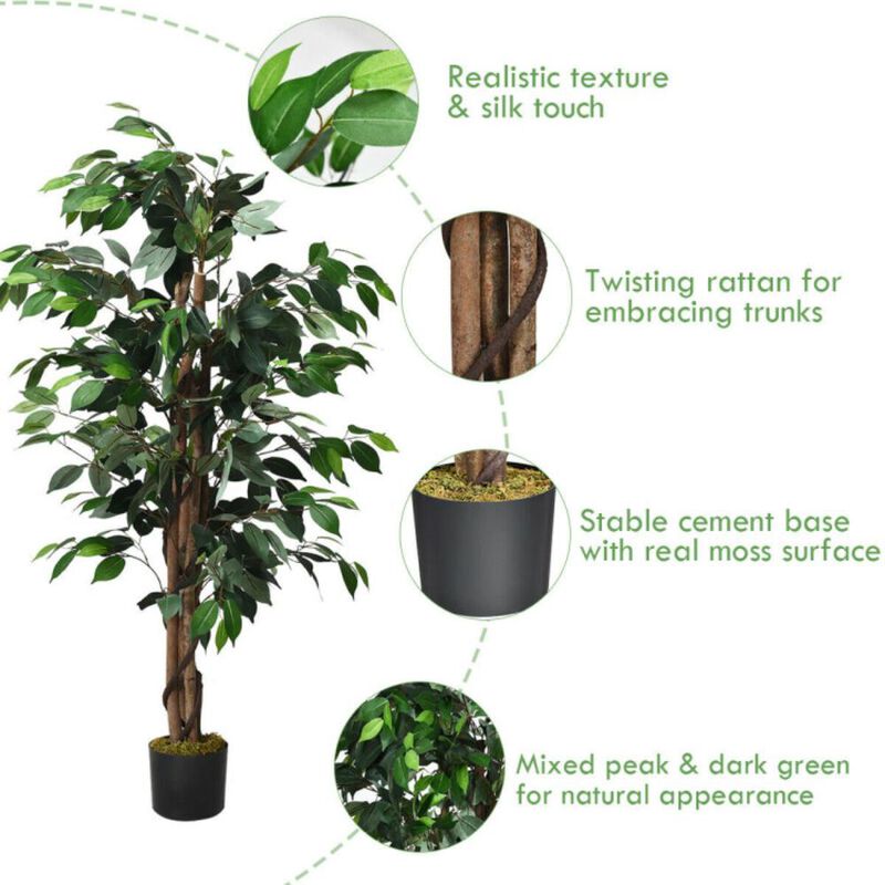 Hivvago 4 Feet In/Outdoor Trunks Artificial Ficus Silk Tree