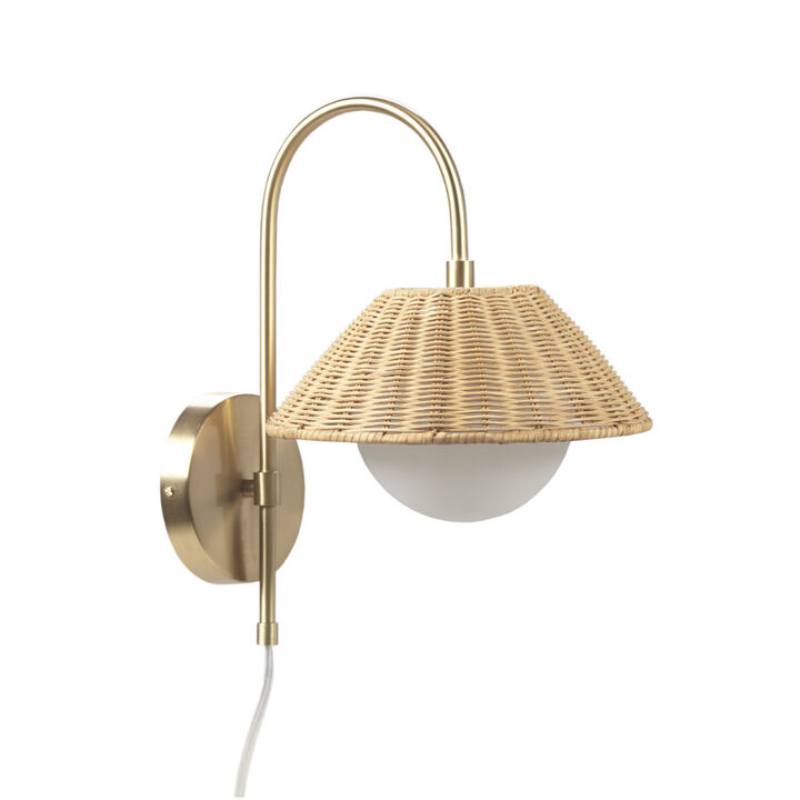Gracie Mills Kash Serenity Rattan Weave Wall Sconce
