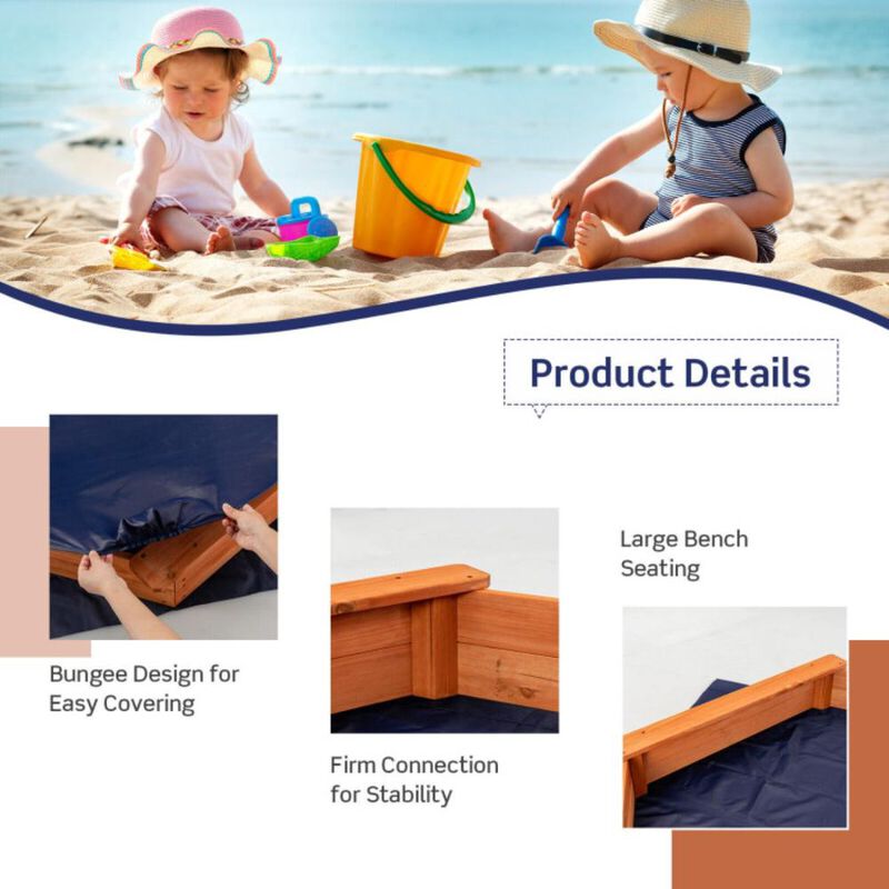 Hivvago Hexagon Wooden Cedar Sand Box with Seat Boards