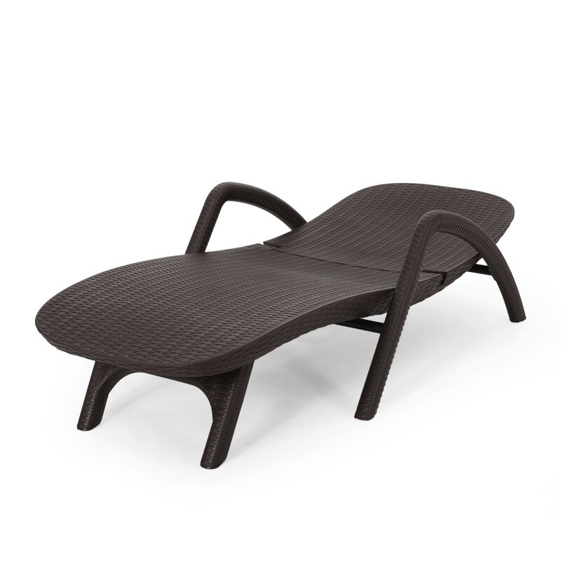 Michael Chaise Lounger, Dark Brown Outdoor Resin Wicker Frame, 77 Inch