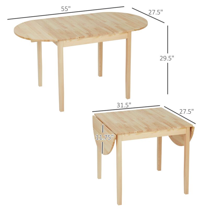 Natural Wood Dining: 56" Compact Folding Table with Drop Leaf