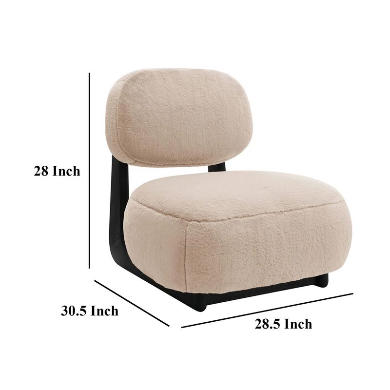 Diasa Armless Accent Chair, Camel Brown Fabric, Thick Foam Cushions - Benzara